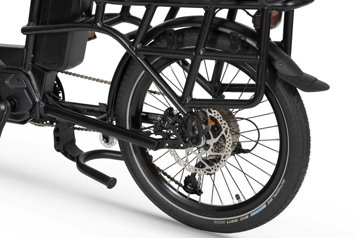 Hydraulic disc brakes fitted to rear wheel of Ecobike Cargo Electric bike