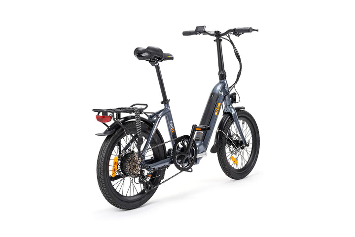 Alba Fold X Electric bike in dark grey colour angled to the rear-right