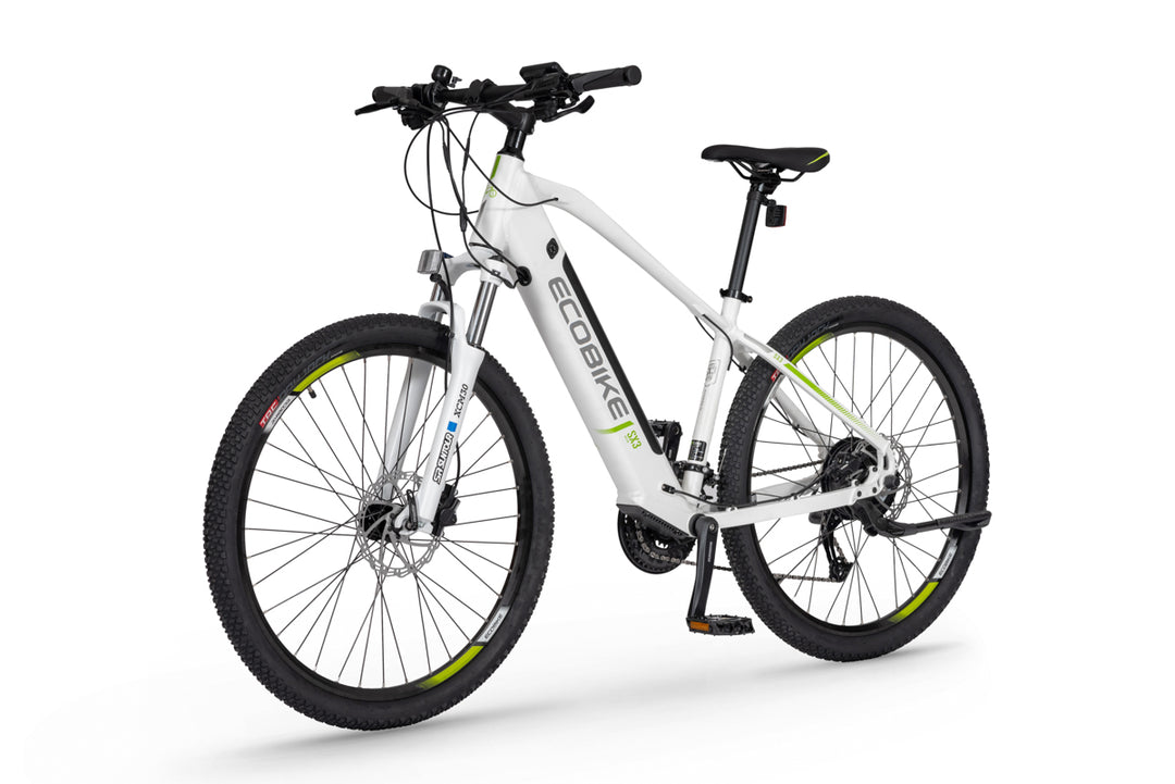 Ecobike SX3 Electric bike in white colour angled to the front-left
