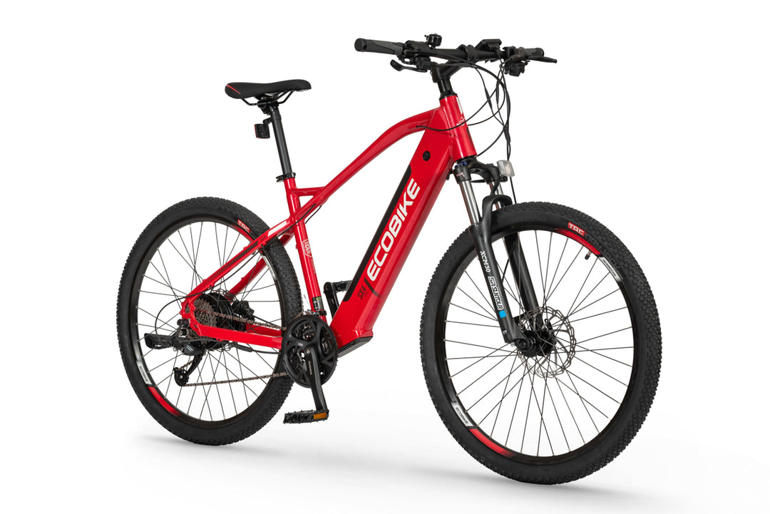 Ecobike SX4 Electric bike in red colour angled to the front-right
