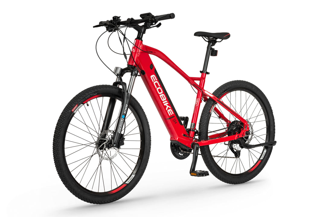 Ecobike SX4 Electric bike in red colour angled to the front-left