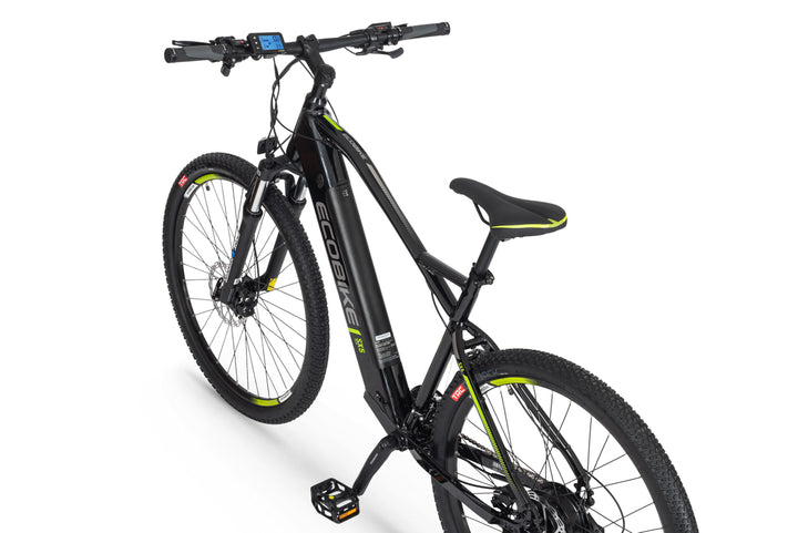 Ecobike SX5 Electric bike in black colour angled to the rear-left